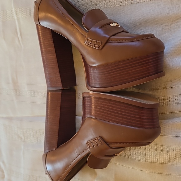 Michael Michael Kors Eden Leather Platform Loafer Tan - Picture 2 of 8